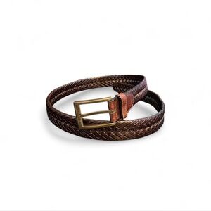 Braided Leather Belt - Brown